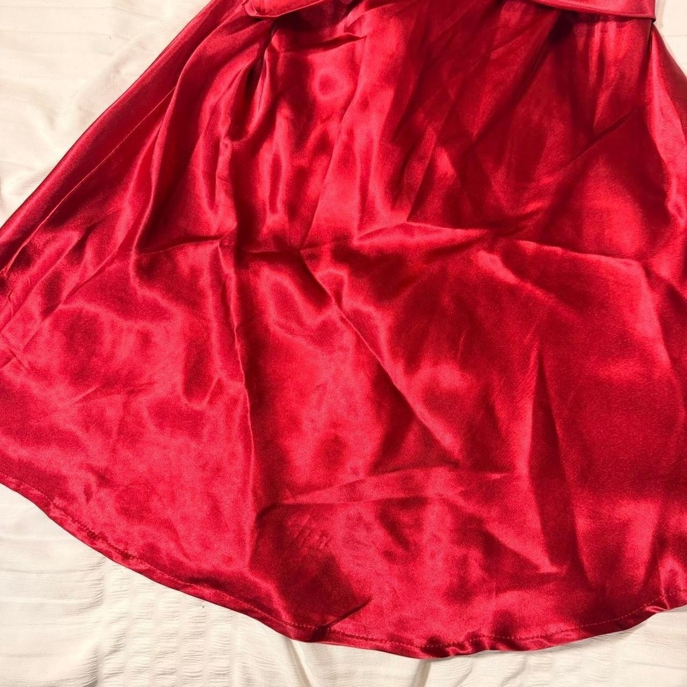 American Threads Red Satin Strapless Cutout Lace Up Mini Dress Small - Picture 4 of 8
